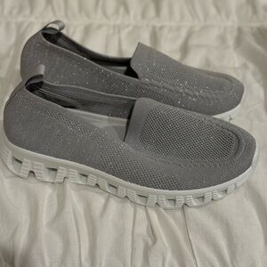 Gray Sparkly Slip-On Sneakers